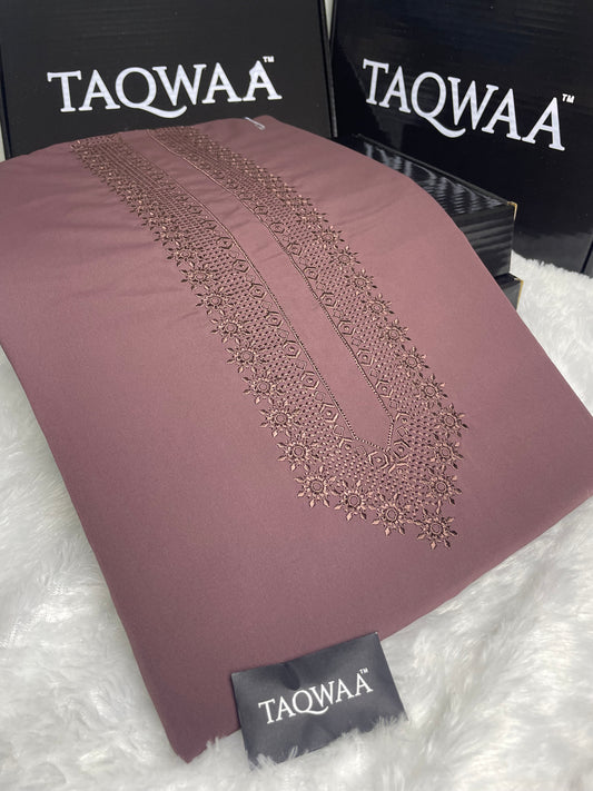 Men Nafees Embroidered – Wash & Wear Boski – Unstitched Fabric – Dark Dusty Pink