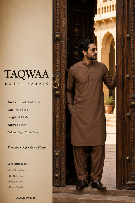 Pure Boski Light Coffee Brown– Unstitched Boski Fabric by TAQWAA