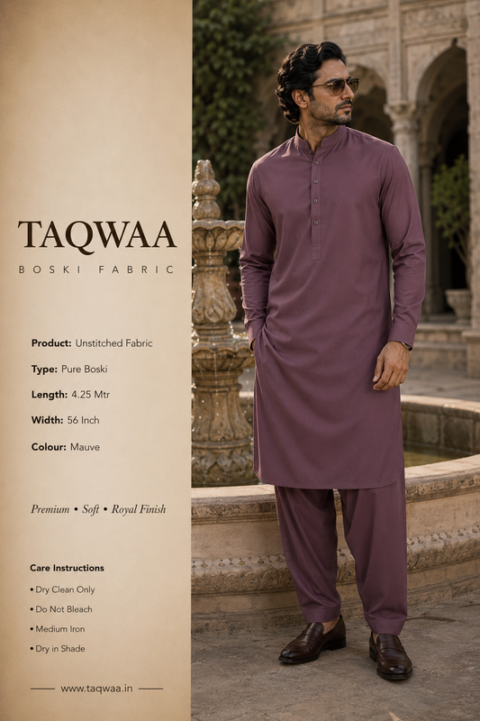 Pure Boski Mauve – Unstitched Boski Fabric by TAQWAA