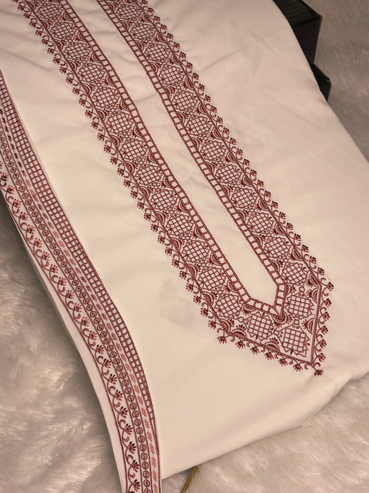 Men Azizi Embroidered – Wash & Wear Boski – Unstitched Fabric – White