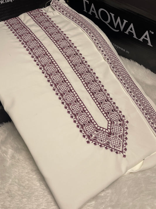 Men Azizi Embroidered – Wash & Wear Boski – Unstitched Fabric – White