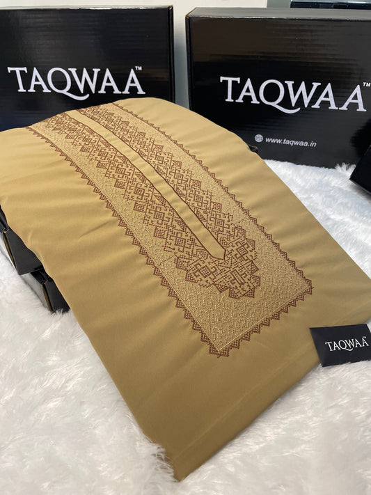 Men Afghan Embroidered – Wash & Wear Boski – Unstitched Fabric – Camel