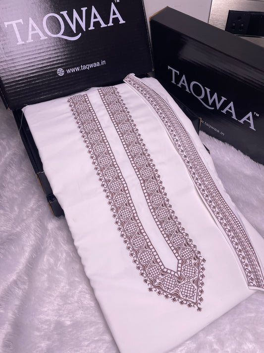 Men Azizi Embroidered – Wash & Wear Boski – Unstitched Fabric – White