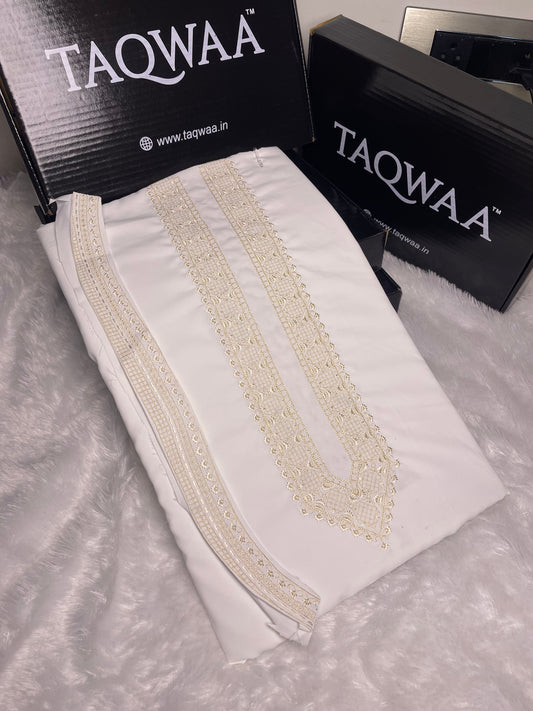 Men Azizi Embroidered – Wash & Wear Boski – Unstitched Fabric – White