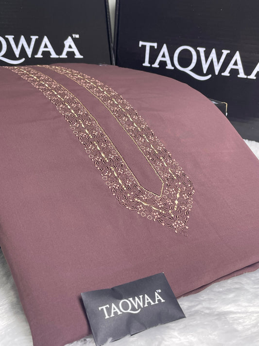 Men Fakhr Embroidered – Wash & Wear Boski – Unstitched Fabric – Mauve