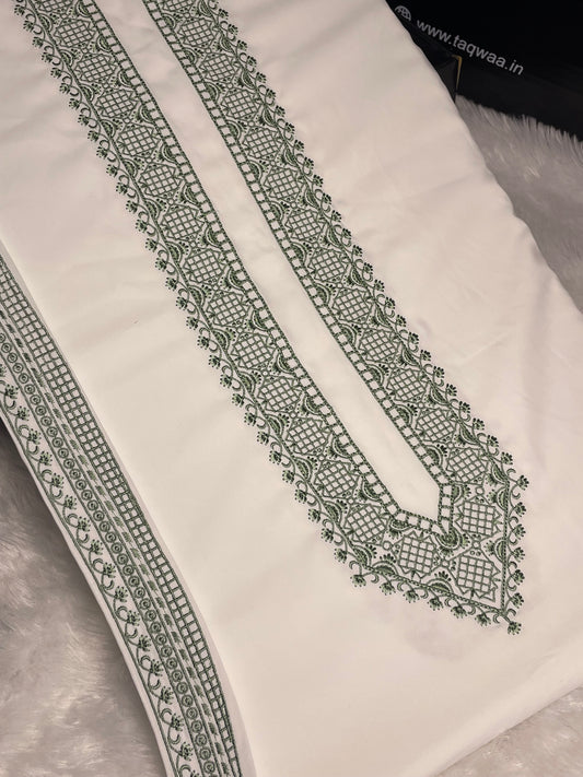 Men Azizi Embroidered – Wash & Wear Boski – Unstitched Fabric – White