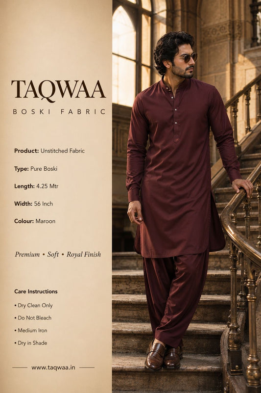 Pure Boski Maroon – Unstitched Boski Fabric by TAQWAA