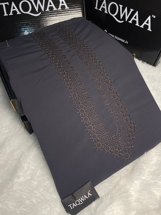 Men Nafees Embroidered – Wash & Wear Boski – Unstitched Fabric – Purple Grey