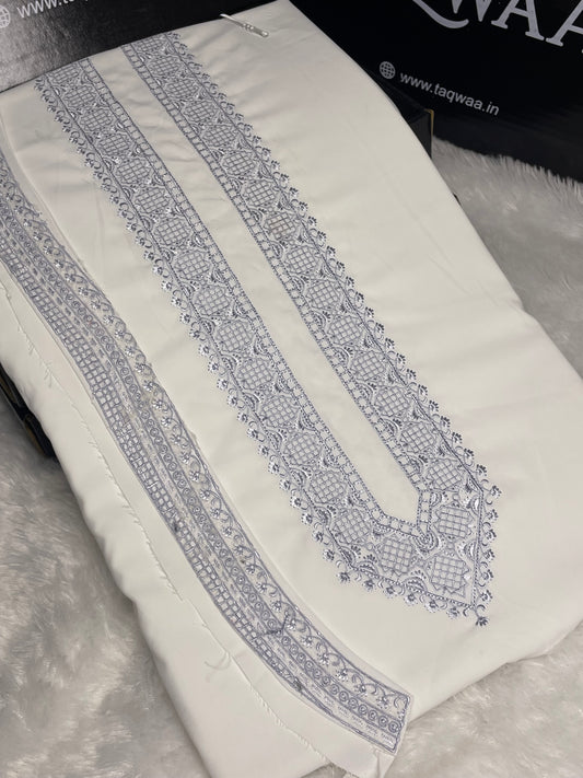 Men Azizi Embroidered – Wash & Wear Boski – Unstitched Fabric – White