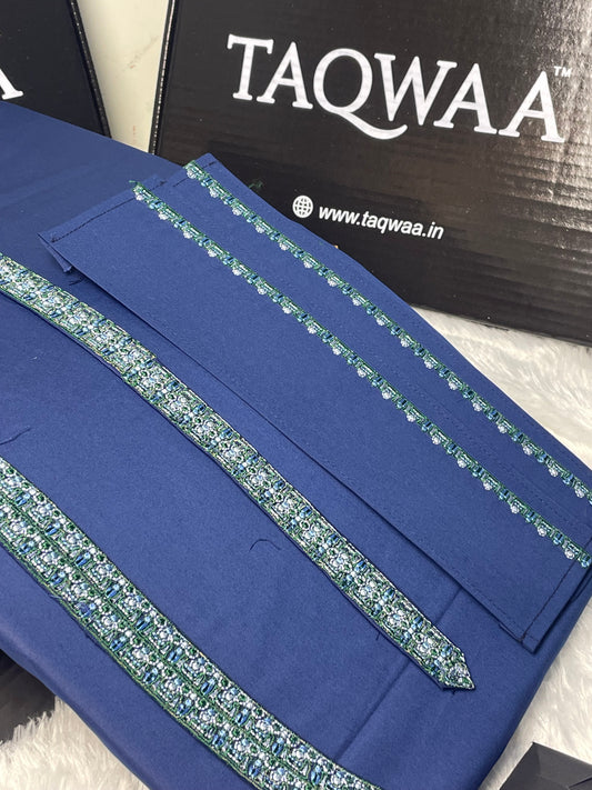 Men Unstitch Chest/Neck Embroidered Kameez Shalwar Dark Blue
