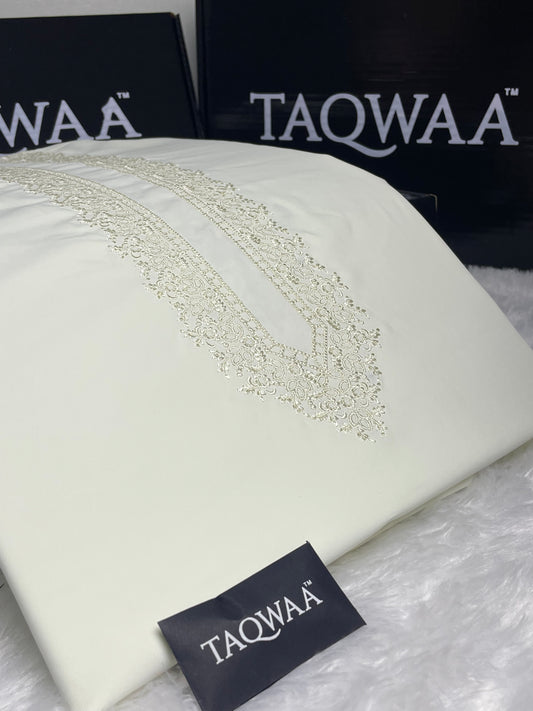 Men Safa Embroidered – Wash & Wear Boski – Unstitched Fabric – Cream