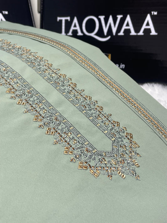 Men Zardosh Embroidered – Wash & Wear Boski – Unstitched Fabric – Pista