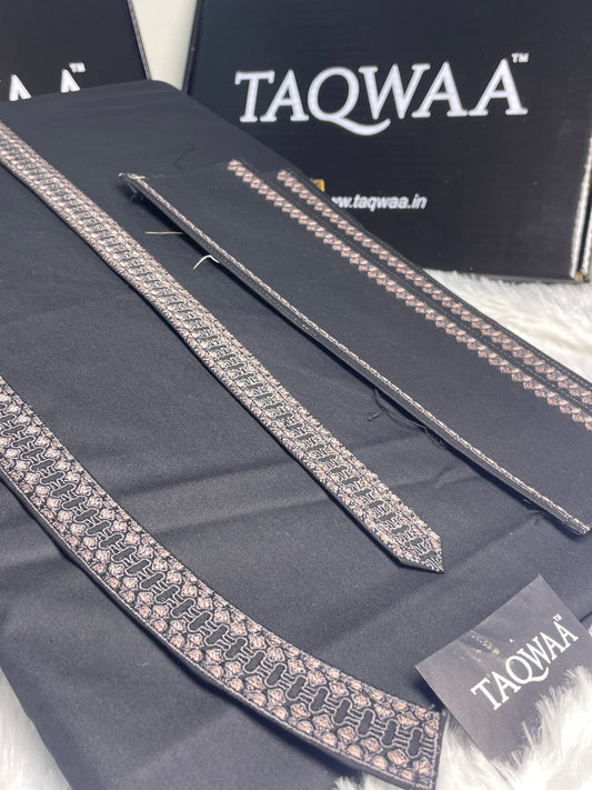 Men Unstitch Chest/Neck Embroidered Kameez Shalwar Black