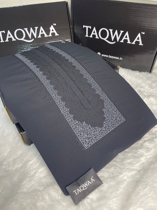 Men Afghan Embroidered – Wash & Wear Boski – Unstitched Fabric – Black