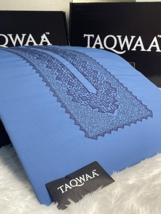 Men Afghan Embroidered – Wash & Wear Boski – Unstitched Fabric – Sky