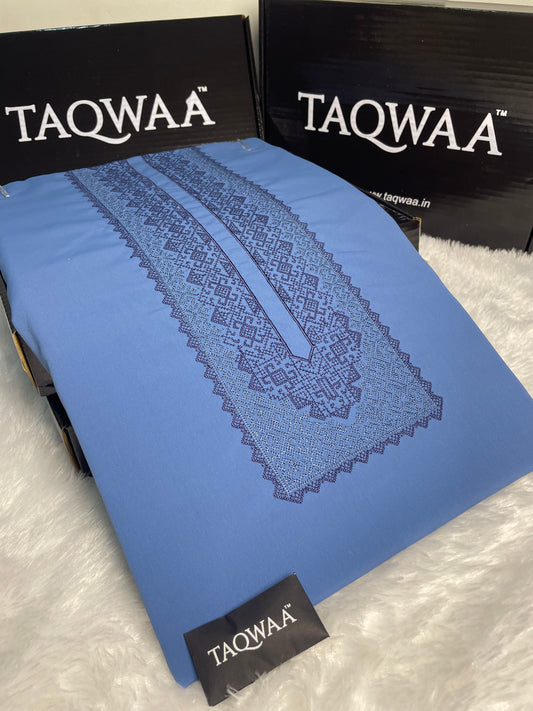 Men Afghan Embroidered – Wash & Wear Boski – Unstitched Fabric – Sky