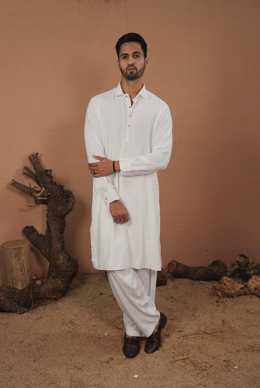 Boski Stiched Shalwar Kameez White