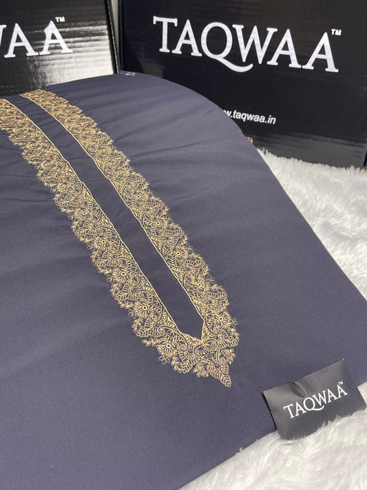 Men Pashto Embroidered – Wash & Wear Boski – Unstitched Fabric – Purple Grey