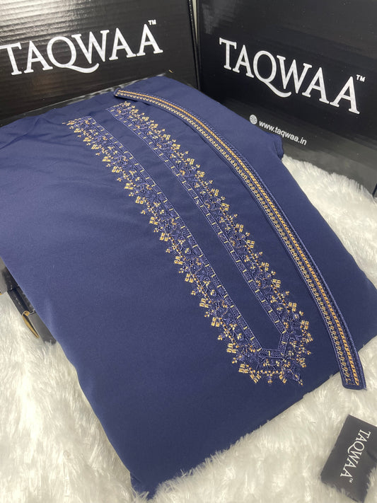 Men Zardosh Embroidered – Wash & Wear Boski – Unstitched Fabric – Dark Blue