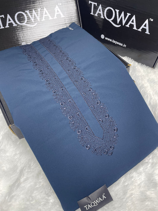 Men Azad Embroidered – Wash & Wear Boski – Unstitched Fabric – Royal Blue