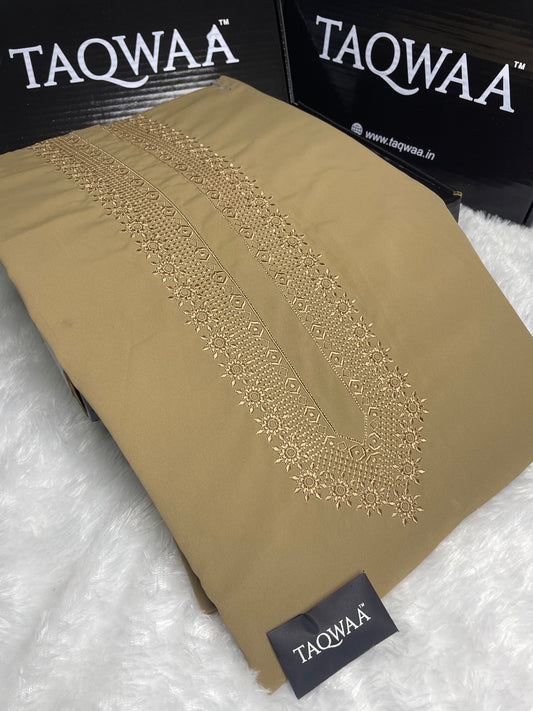 Men Nafees Embroidered – Wash & Wear Boski – Unstitched Fabric – Biscuit