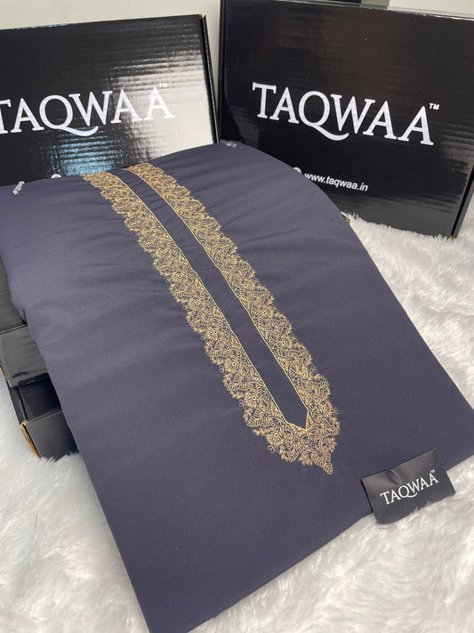 Men Pashto Embroidered – Wash & Wear Boski – Unstitched Fabric – Purple Grey