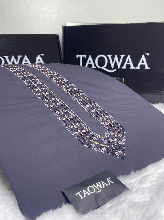 Men Fakhr Embroidered – Wash & Wear Boski – Unstitched Fabric – Purple Grey