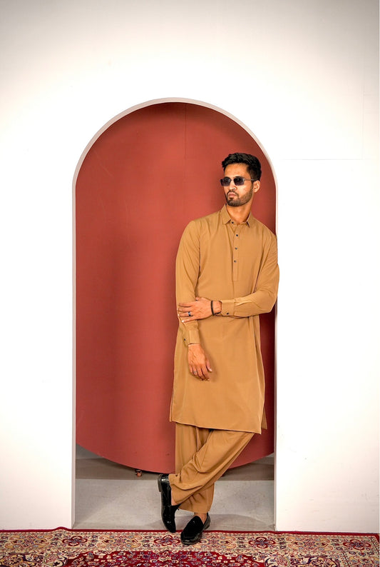 Boski Stiched Shalwar Kameez Camel