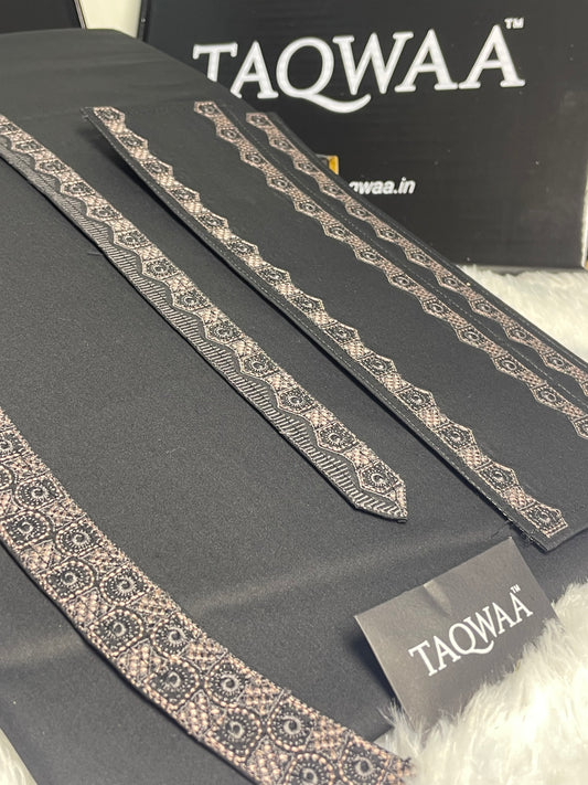 Men Unstitch Chest/Neck Embroidered Kameez Shalwar Black