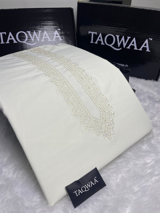 Men Safa Embroidered – Wash & Wear Boski – Unstitched Fabric – Cream