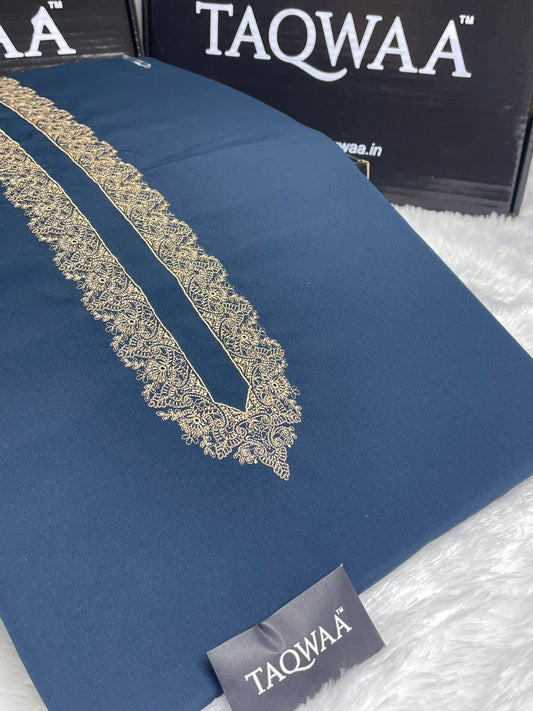 Men Pashto Embroidered – Wash & Wear Boski – Unstitched Fabric – Royal Blue