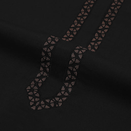 Men’s Unstitched Embroidered Chest Wash n Wear Kameez Shalwar – Black (TAQWAA Luxe)