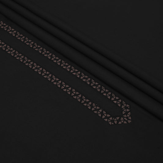 Men’s Unstitched Embroidered Chest Wash n Wear Kameez Shalwar – Black (TAQWAA Luxe)