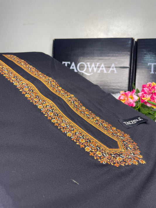 Men Sultan Embroidered – Wash & Wear Boski – Unstitched Fabric – Black