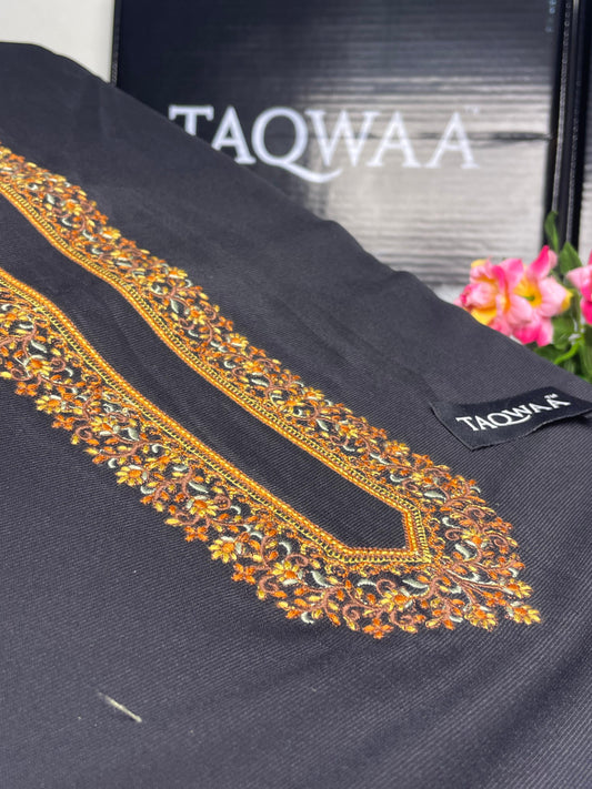 Men Sultan Embroidered – Wash & Wear Boski – Unstitched Fabric – Black