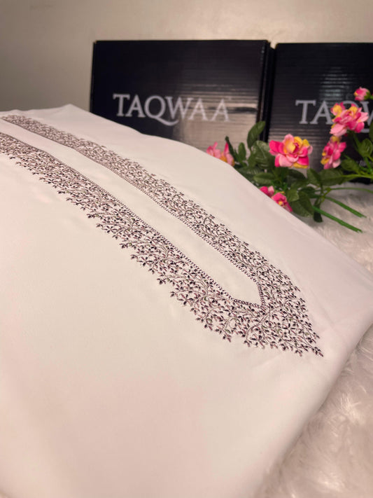 Men Ghazi Embroidered – Wash & Wear Boski – Unstitched Fabric – White