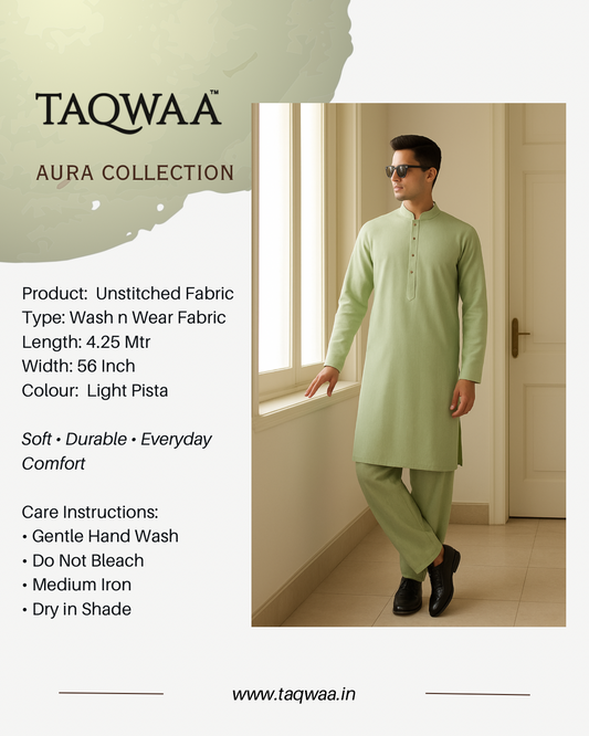 Pure Luxe Light Pista – Unstitched Wash N Wear Fabric by TAQWAA
