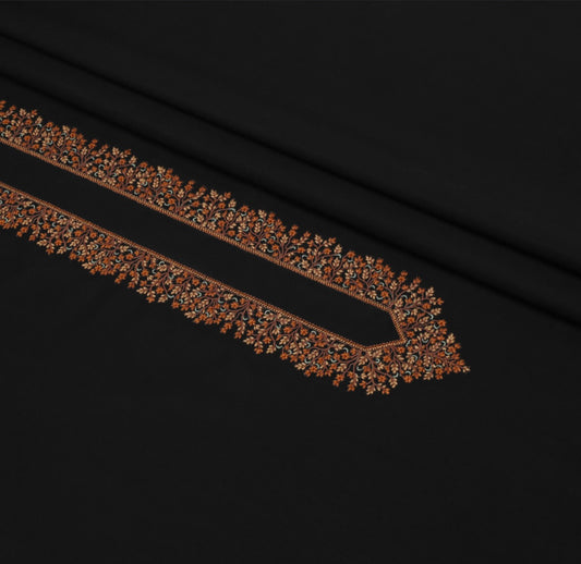 TAQWAA Men Kashmiri Embroidered Wash-N-Wear Fabric – Black