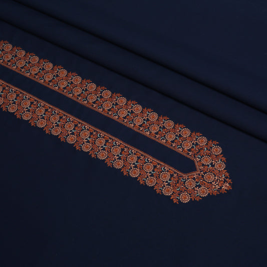 Kashmiri Embroidered Wash-N-Wear Kameez Shalwar – Navy Blue by TAQWAA