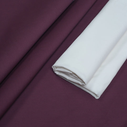 Men’s Unstitched Embroidered Kurta with White Shalwar – Maroon (TAQWAA Luxe)