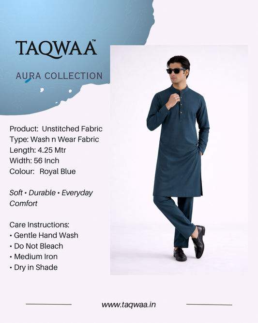Pure Luxe Royal Blue – Unstitched Wash N Wear Fabric by TAQWAA