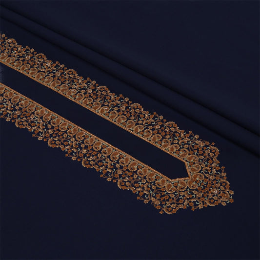 Men Kashmiri Embroidered Wash-N-Wear - Unstiched Fabric - Navy blue