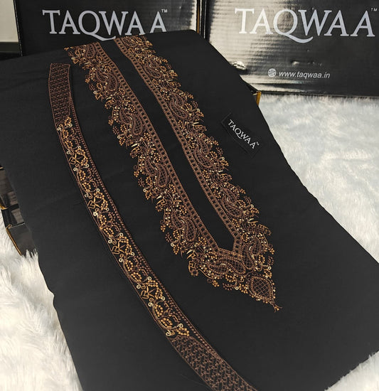 Men Amir Embroidered – Wash & Wear Boski – Unstitched Fabric – Black