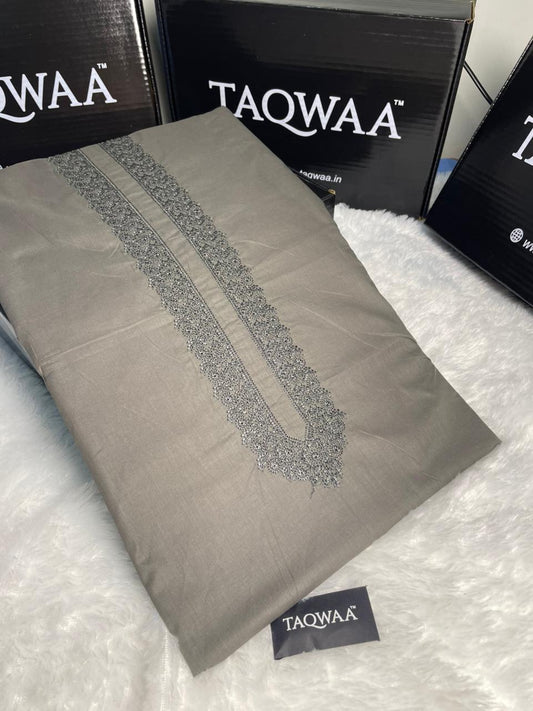 Men Safeer Embroidered – Pure Cotton – Unstitched Fabric – Charcoal Grey