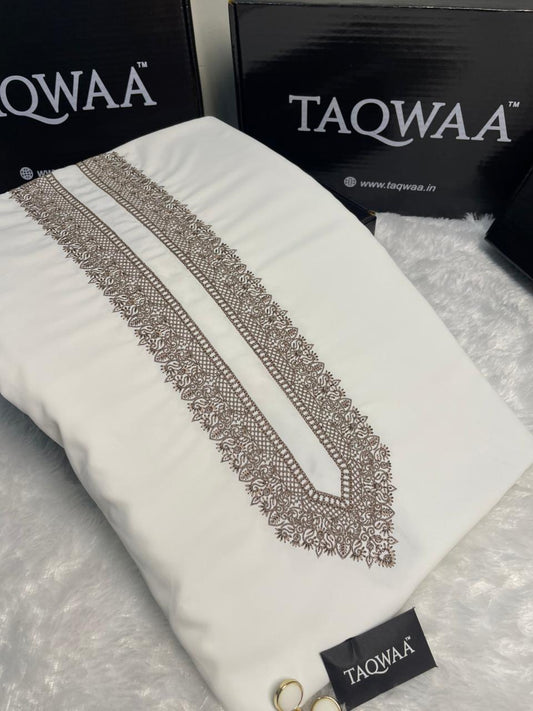 Men Habibi Embroidered – Wash & Wear Boski – Unstitched Fabric – White