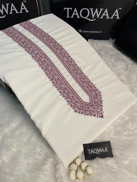 Men Habibi Embroidered – Wash & Wear Boski – Unstitched Fabric – White