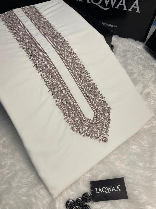 Men Habibi Embroidered – Wash & Wear Boski – Unstitched Fabric – White