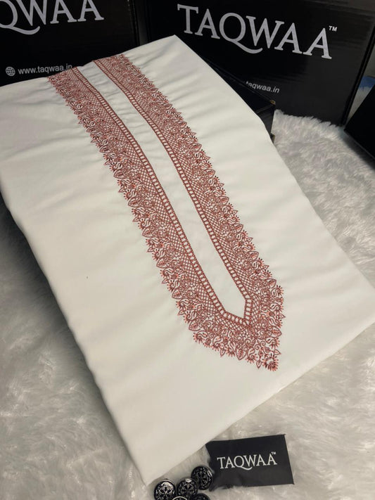 Men Habibi Embroidered – Wash & Wear Boski – Unstitched Fabric – White