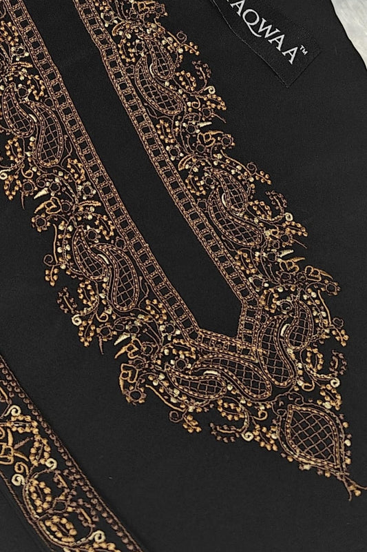 Men Amir Embroidered – Wash & Wear Boski – Unstitched Fabric – Black