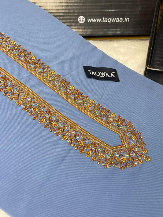 Men Sultan Embroidered – Wash & Wear Boski – Unstitched Fabric – Sky Blue